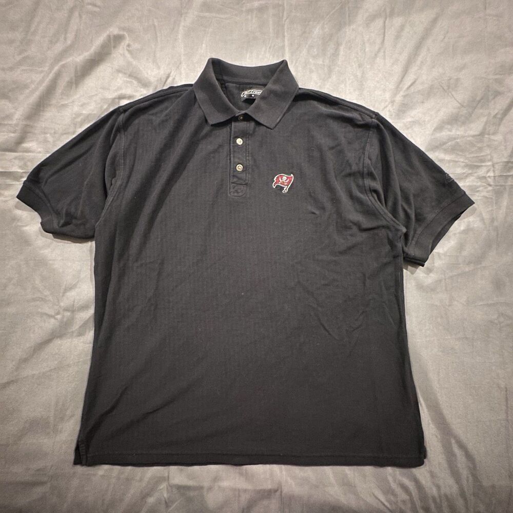 Vintage 90s Reebok Golf Shirt Tampa Bay Buccaneers Polo Mens XL Black Embroidery